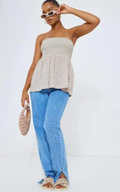 PrettyLittleThing Blouses*Flared Hem Broderie Blouse