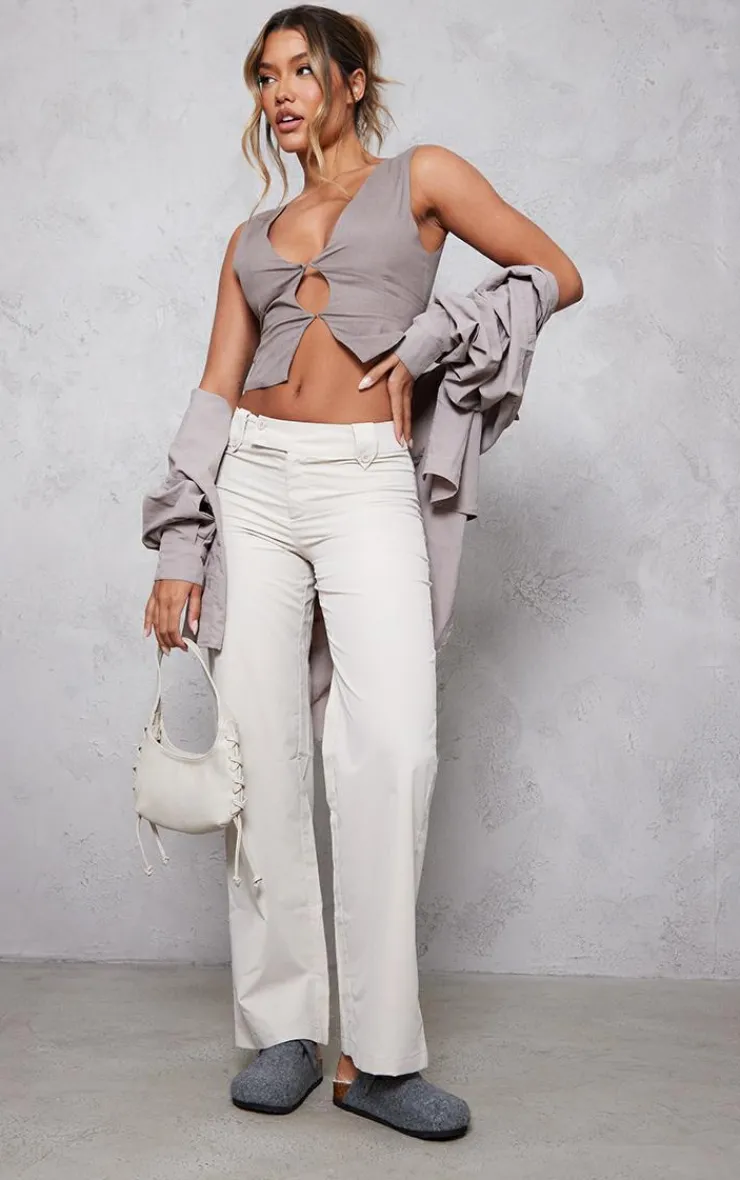 PrettyLittleThing Shirts*Linen Look Cut Out Front Vest