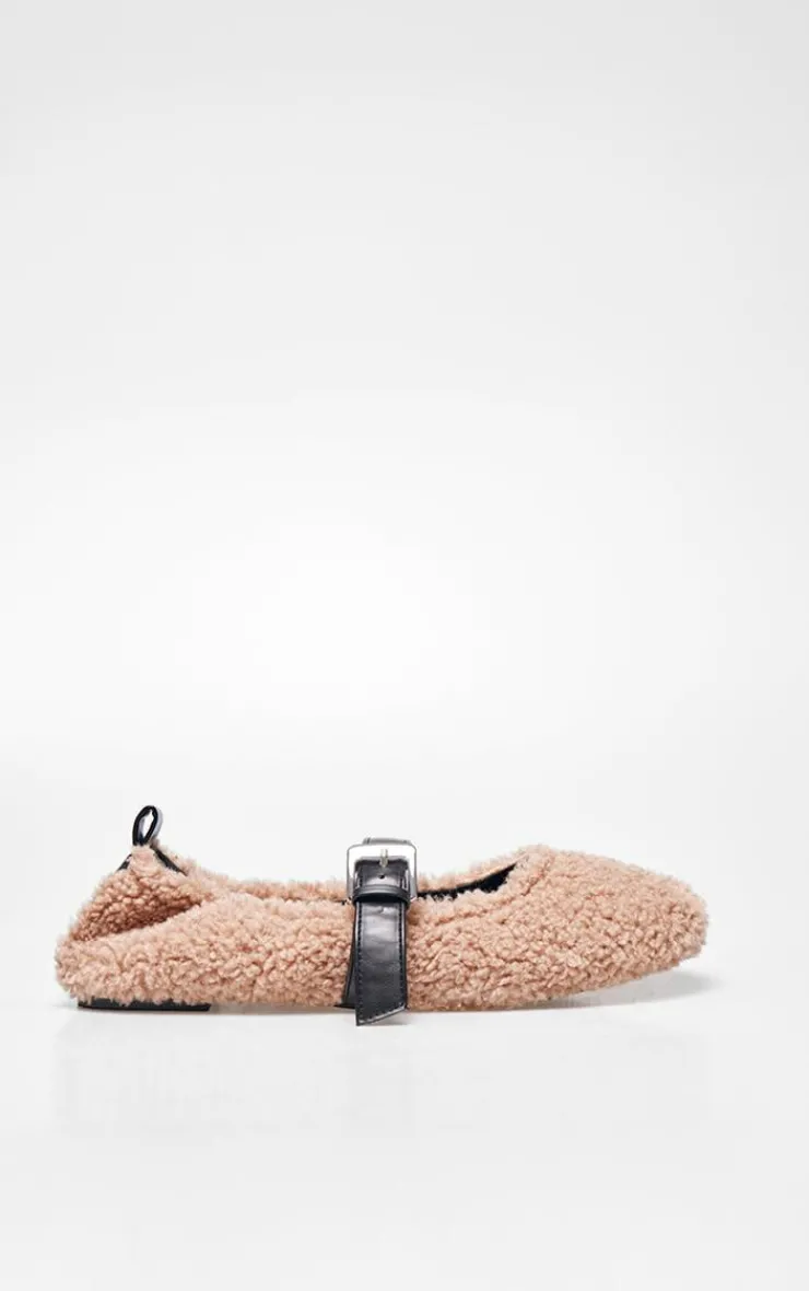 PrettyLittleThing Ballet Flats*Teddy Borg Round Toe Buckle Strap Flat Ballet Pumps