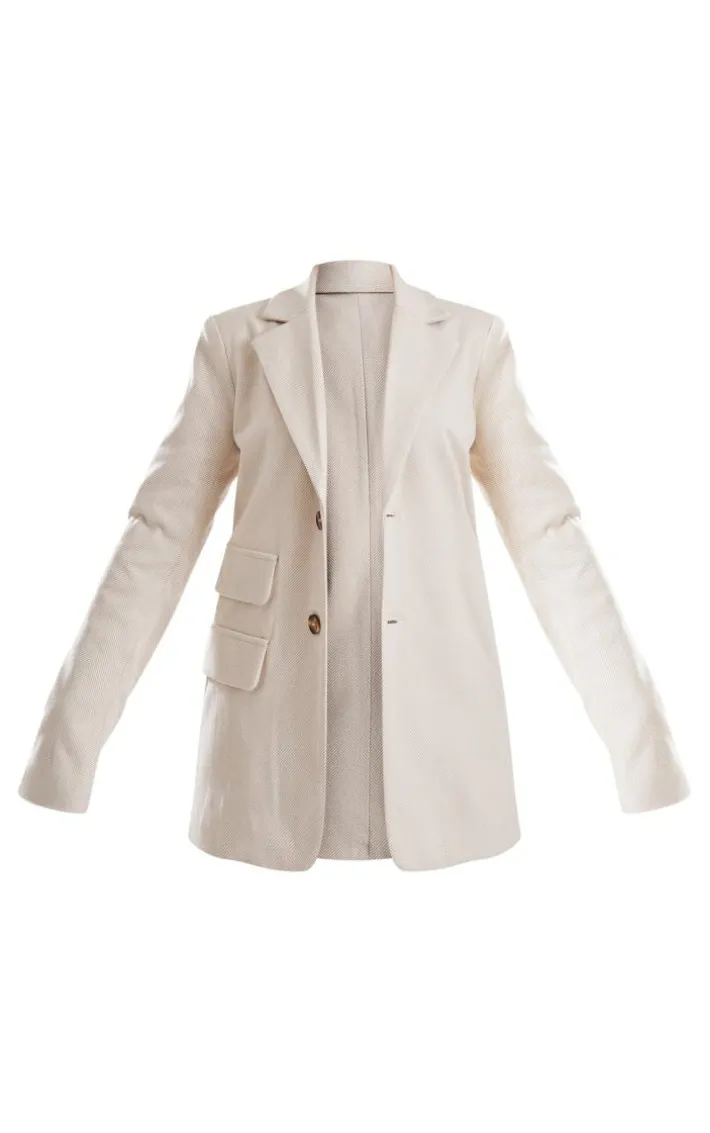 Vanilla Herringbone Detail Tailored Blazer
