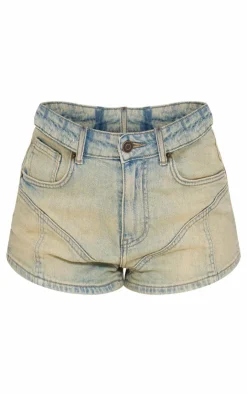Best PrettyLittleThing Vintage Western Seam Detail Denim Shorts Vintage Wash