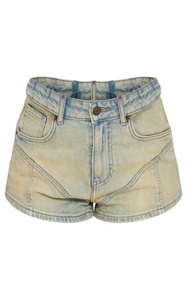 Best PrettyLittleThing Vintage Western Seam Detail Denim Shorts Vintage Wash