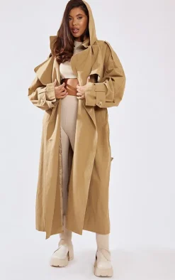 PrettyLittleThing Trench Coats*Warm Hooded Oversized Woven Trench Coat