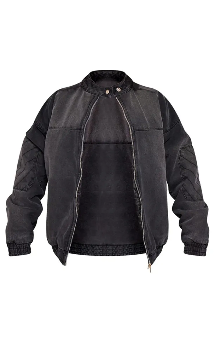 PrettyLittleThing Bomber Jackets*Zip Up Denim Bomber Jacket