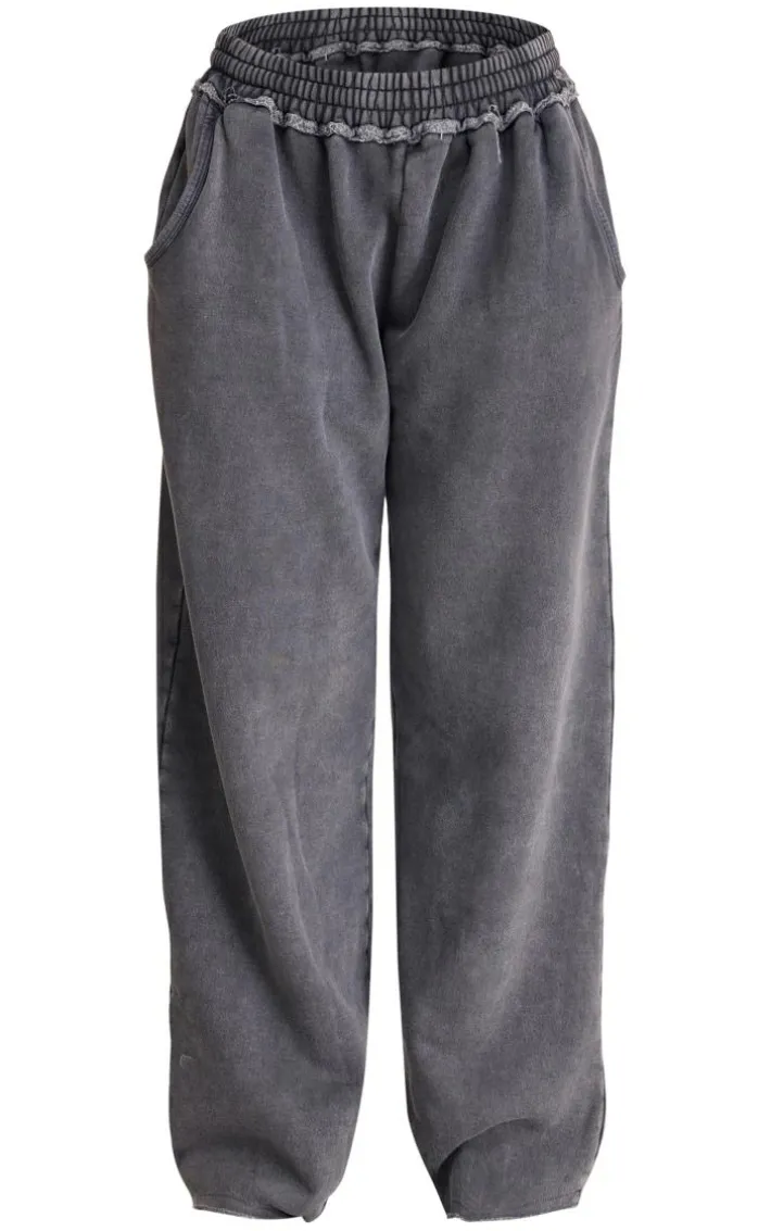 Washed Charcoal Extreme Oversized Slouchy Wide Leg Sweatpants