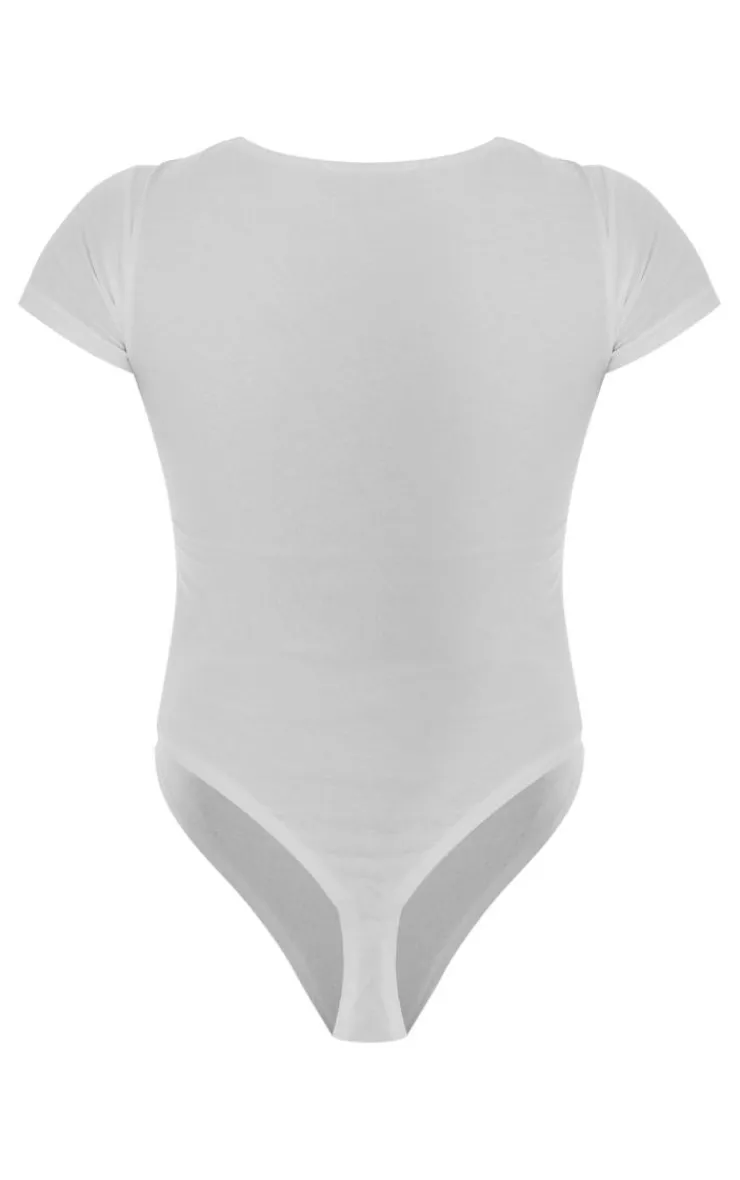 PrettyLittleThing Basic Tops*Basic Cotton Blend Fitted Short Sleeve Bodysuit