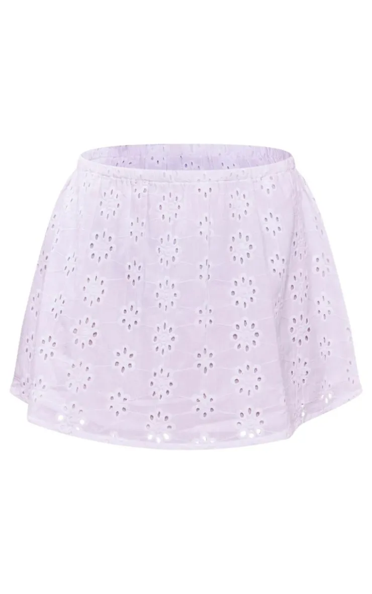Online PrettyLittleThing Broderie Mini Skirt White
