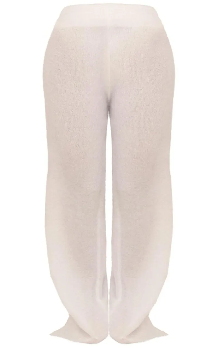 New PrettyLittleThing Candyfloss Knit Wide Leg Pants White