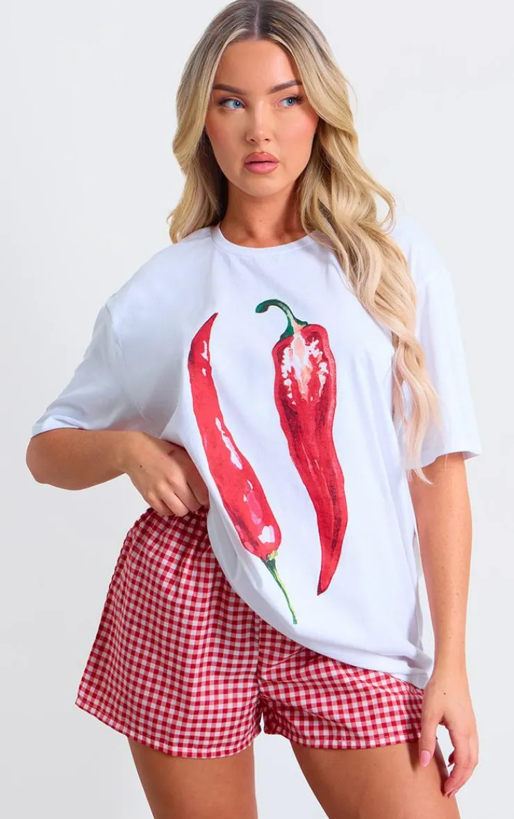 PrettyLittleThing T-Shirts*Chilli Graphic Oversized T Shirt
