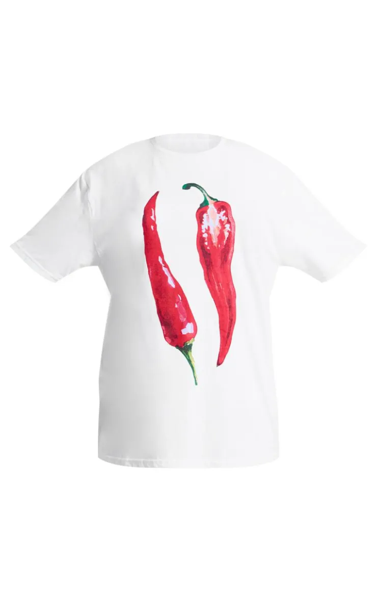 PrettyLittleThing T-Shirts*Chilli Graphic Oversized T Shirt
