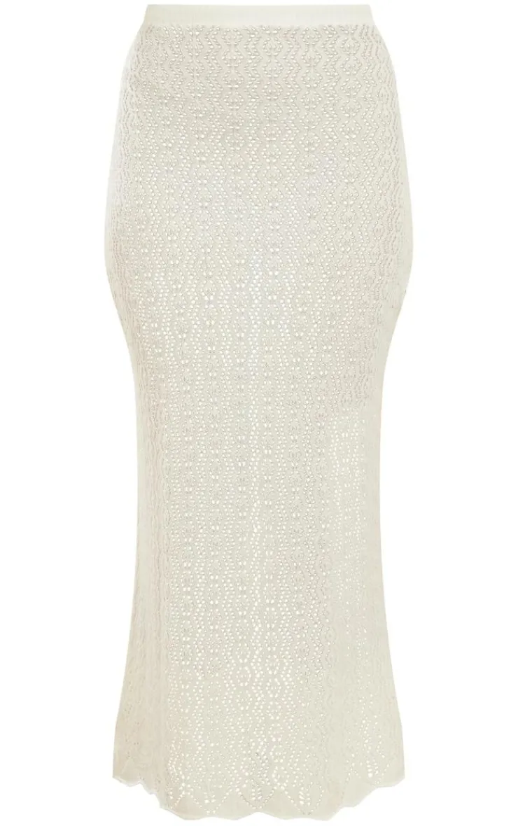 Outlet PrettyLittleThing Crochet Floaty Maxi Skirt White