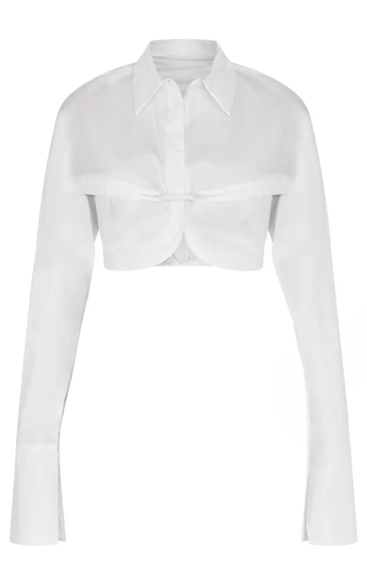 PrettyLittleThing Shirts*Elasticated Bust Detail Cropped Shirt