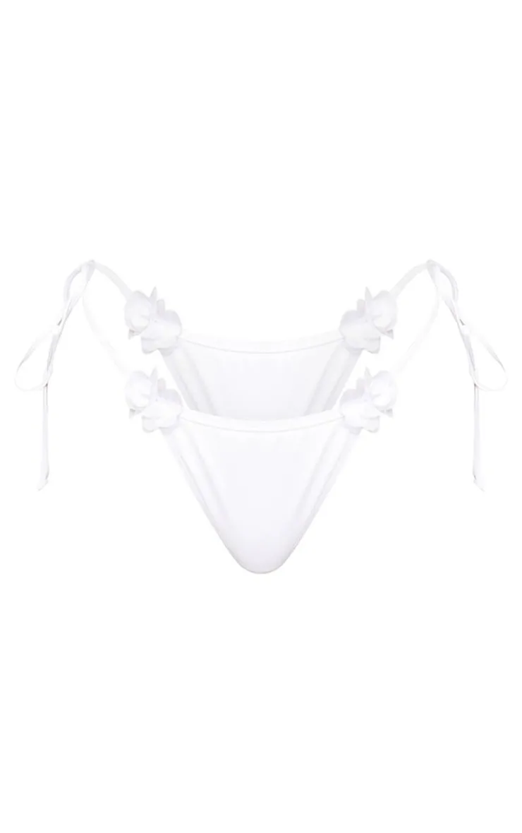 Flower Trim Tie Side Bikini Bottoms-PrettyLittleThing Clearance