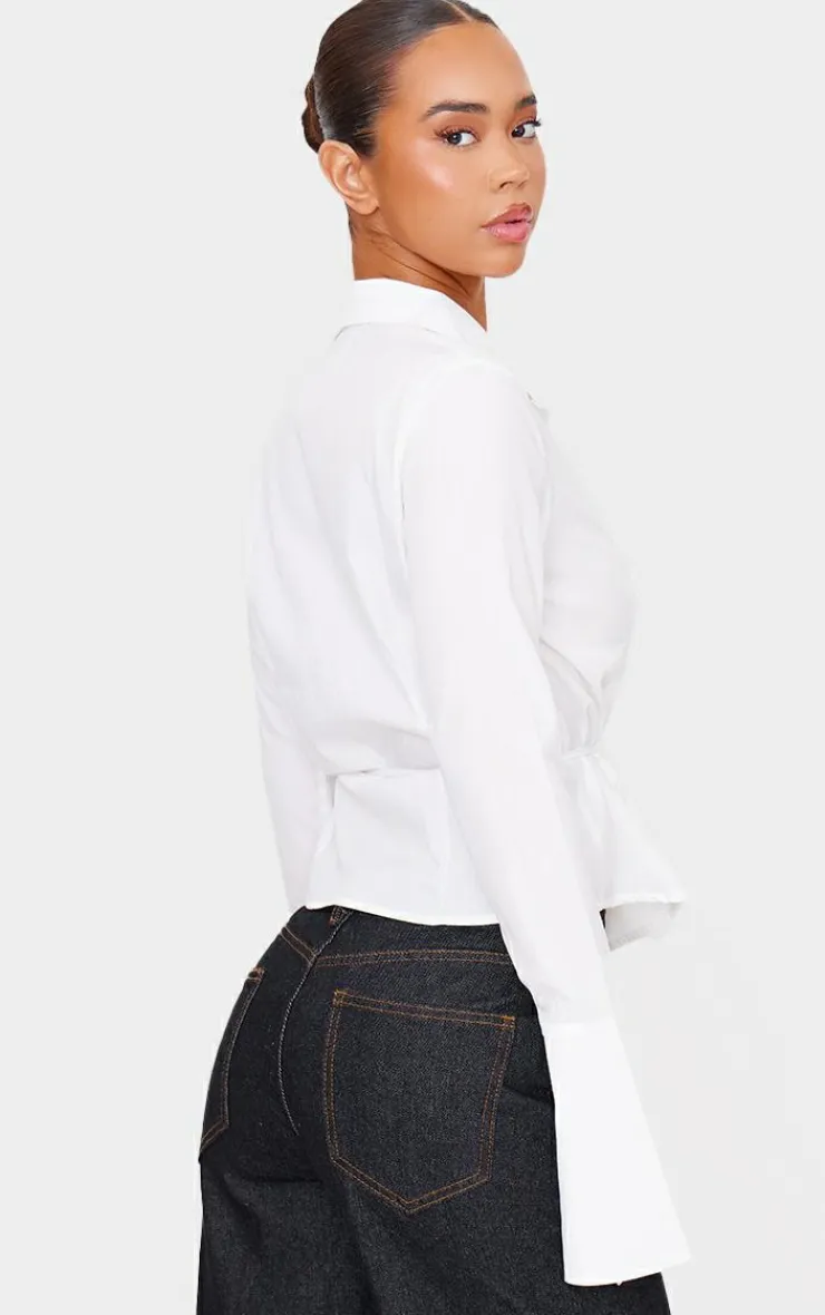 PrettyLittleThing Shirts*Hook And Eye Flare Sleeve Shirt
