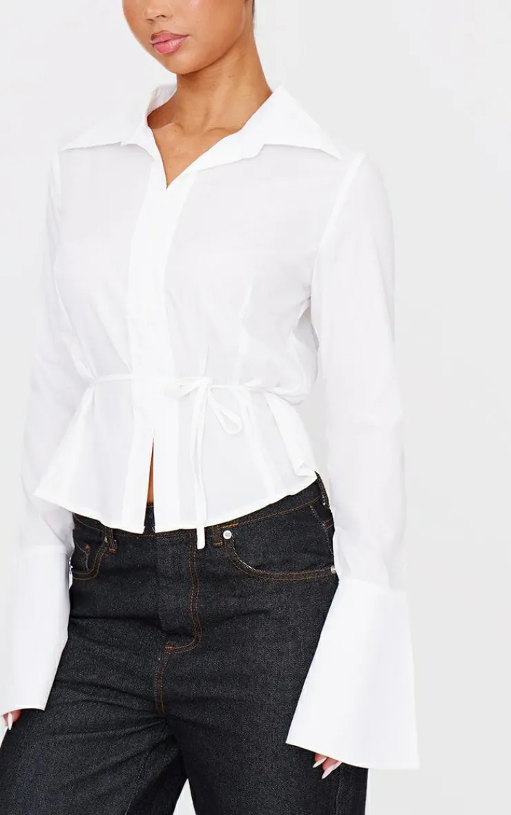 PrettyLittleThing Shirts*Hook And Eye Flare Sleeve Shirt