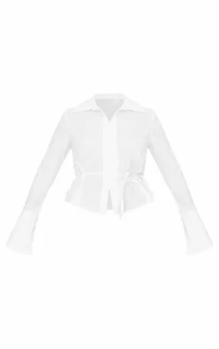 PrettyLittleThing Shirts*Hook And Eye Flare Sleeve Shirt