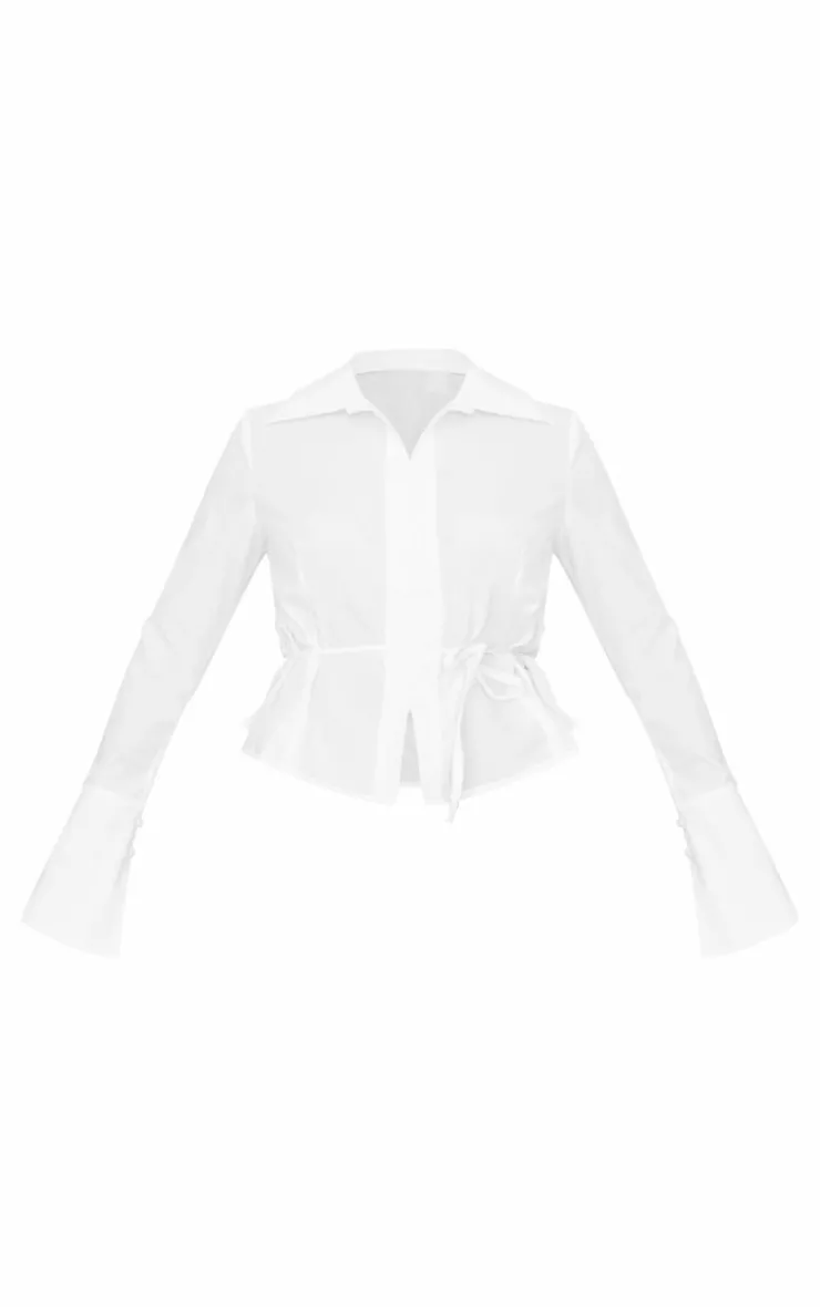 PrettyLittleThing Shirts*Hook And Eye Flare Sleeve Shirt