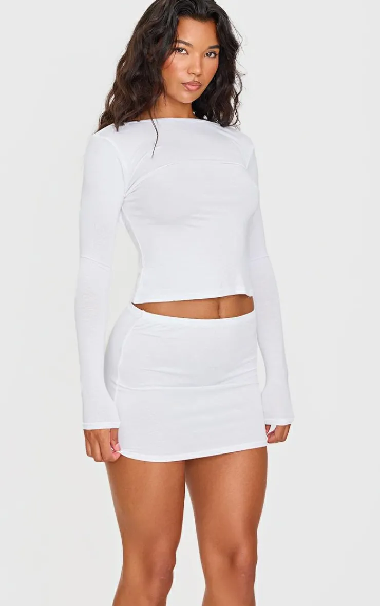 PrettyLittleThing Jersey Low Waist Micro Mini Skirt White