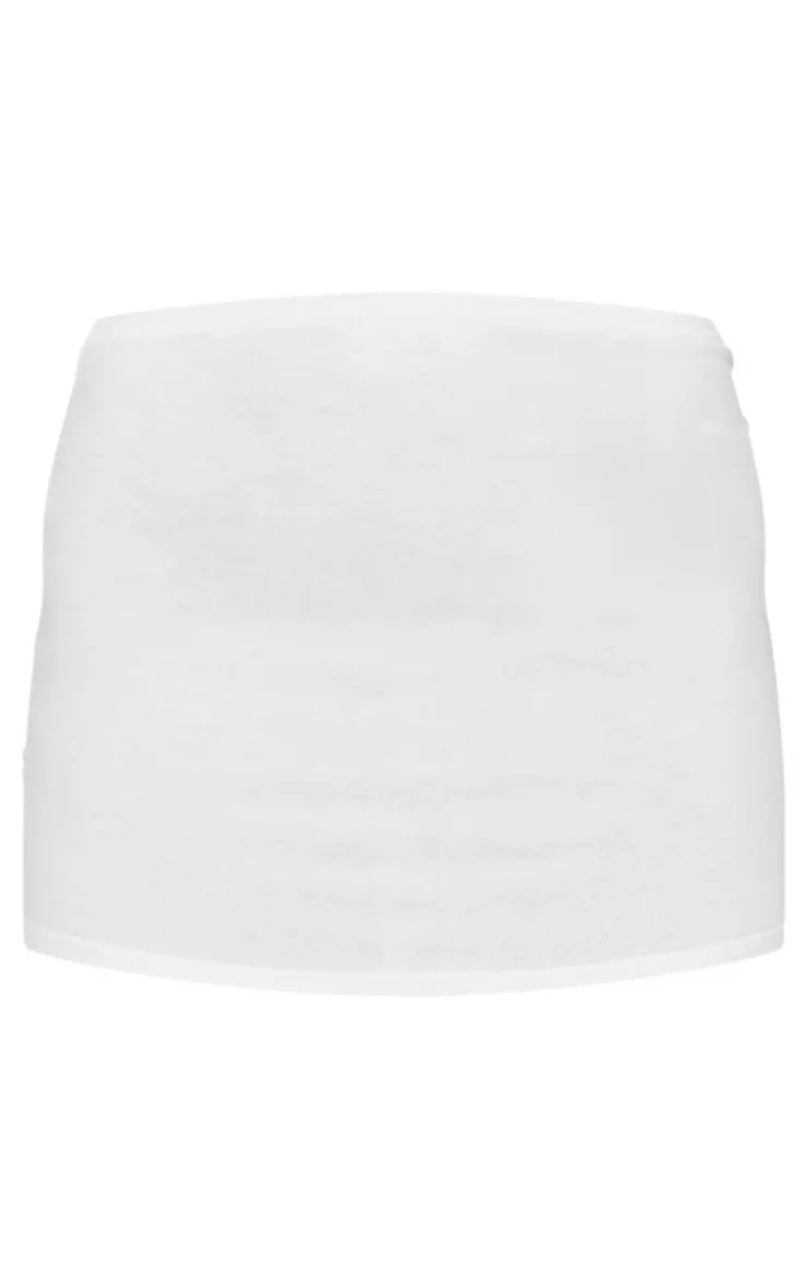 PrettyLittleThing Jersey Low Waist Micro Mini Skirt White