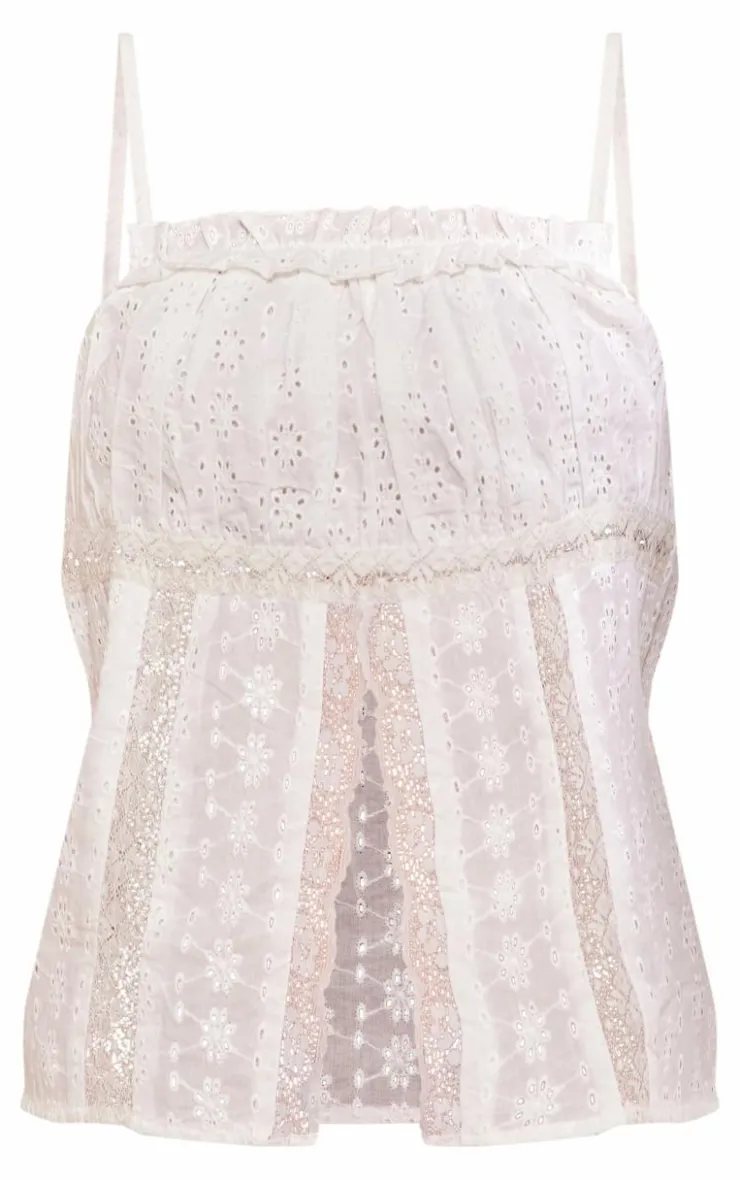 PrettyLittleThing Camisole*Lace Insert Split Front Cami Top