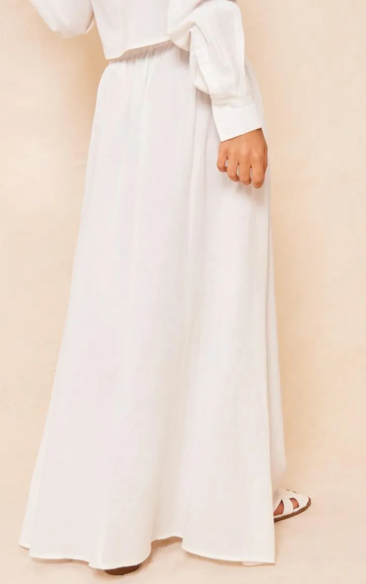 Outlet PrettyLittleThing Linen Look Drawstring Waist Maxi Skirt White