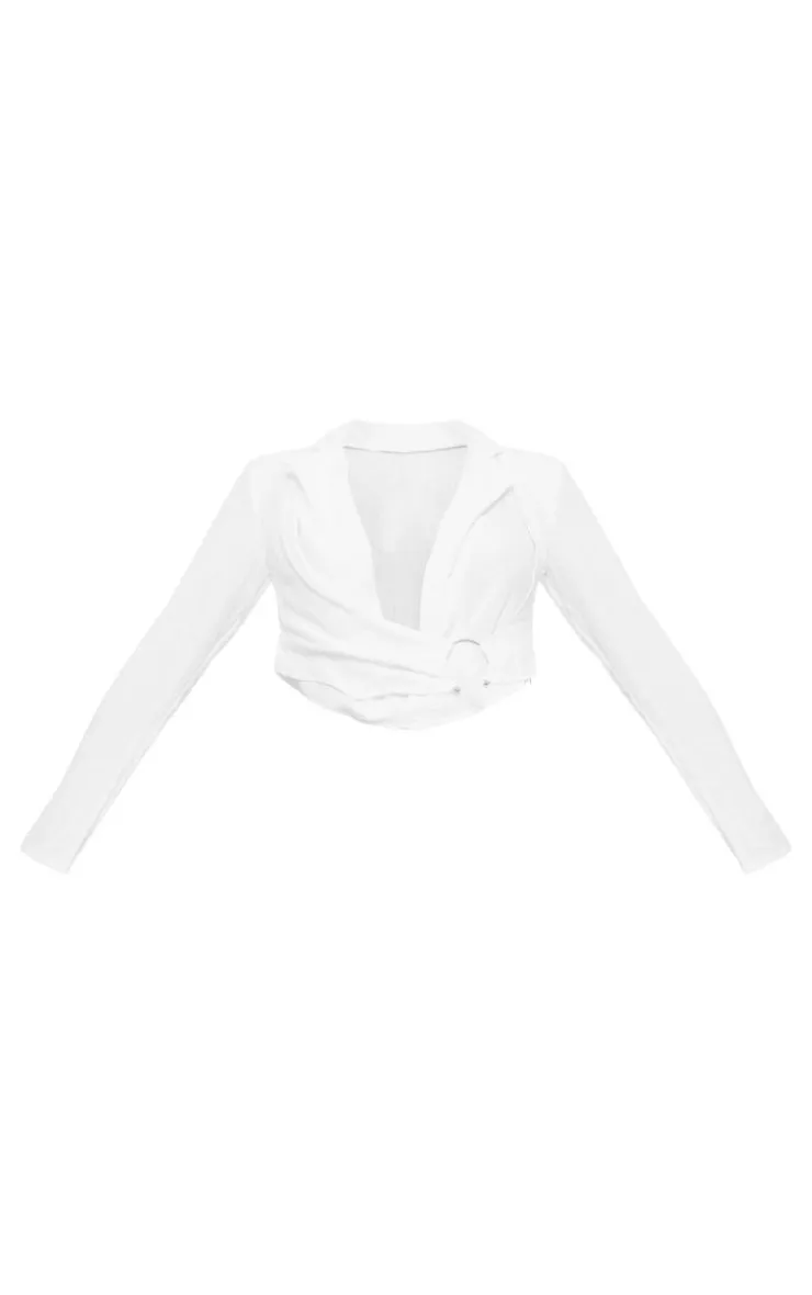 PrettyLittleThing Shirts*Linen Look Ring Detail Shirt