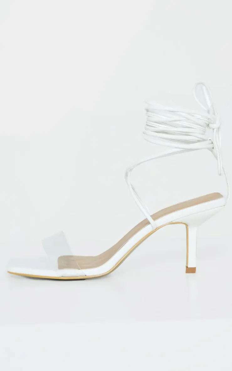 PrettyLittleThing Low Heels*Low Heel Clear Strap Ankle Tie Sandal