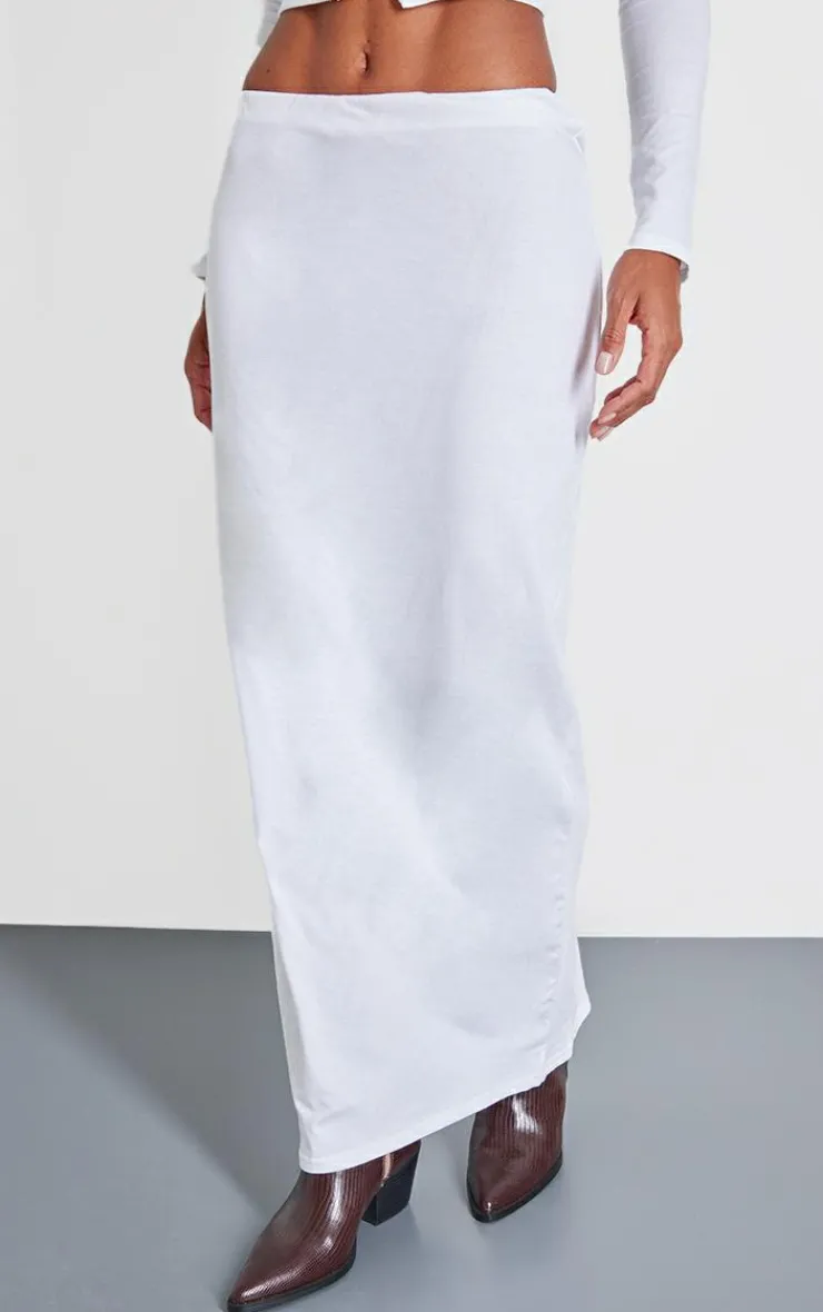 Clearance PrettyLittleThing Low Rise Maxi Skirt White