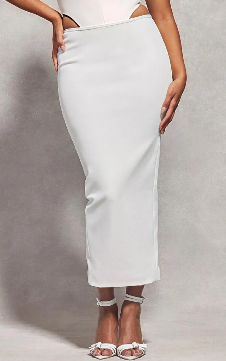 PrettyLittleThing Low Rise Midi Skirt White