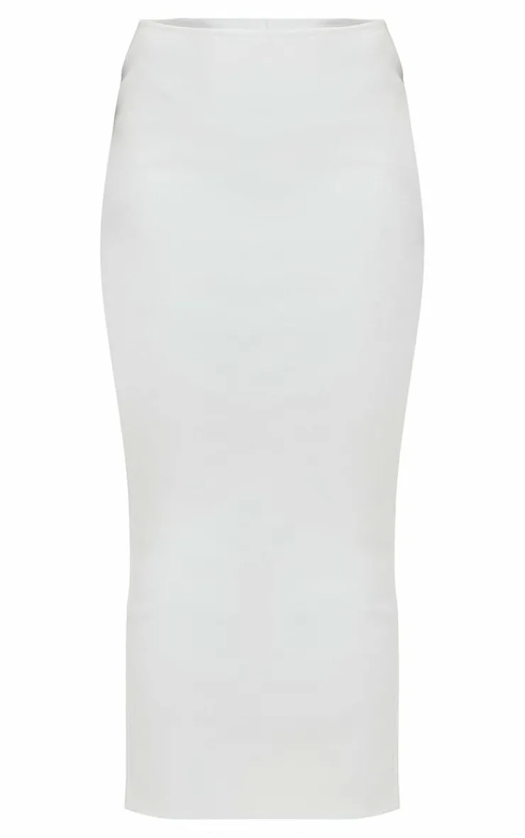 PrettyLittleThing Low Rise Midi Skirt White