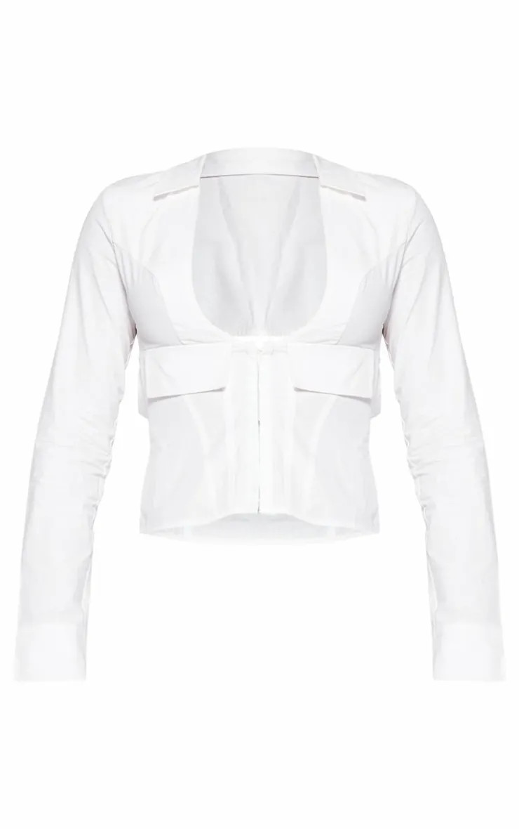 PrettyLittleThing Shirts*Open Back Plunge Cargo Shirt