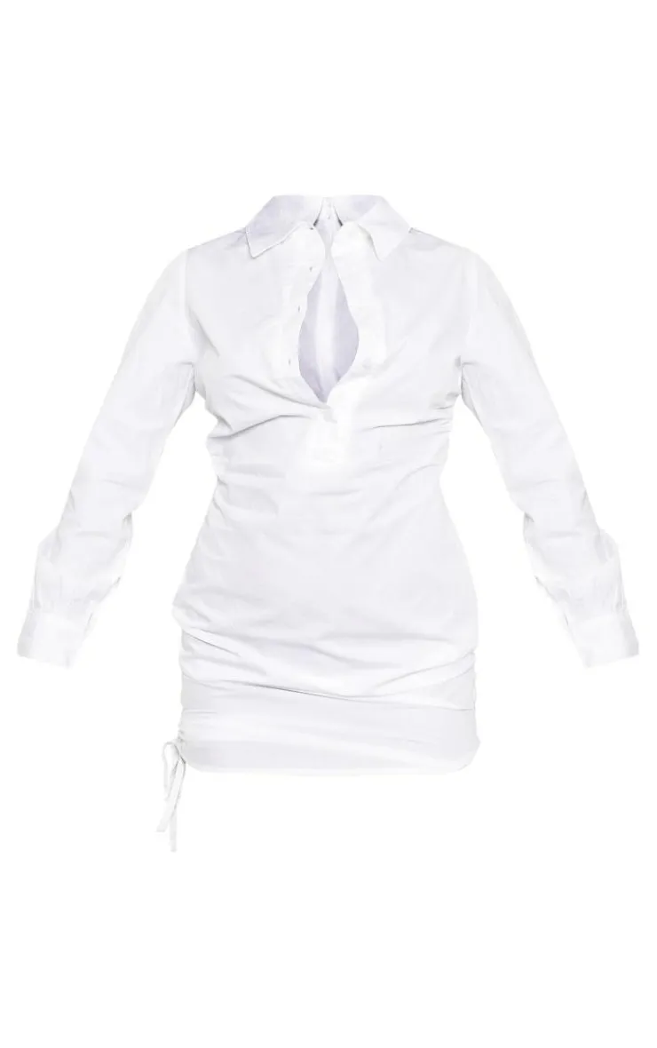 Ruched Side Fitted Shirt Dress-PrettyLittleThing Online
