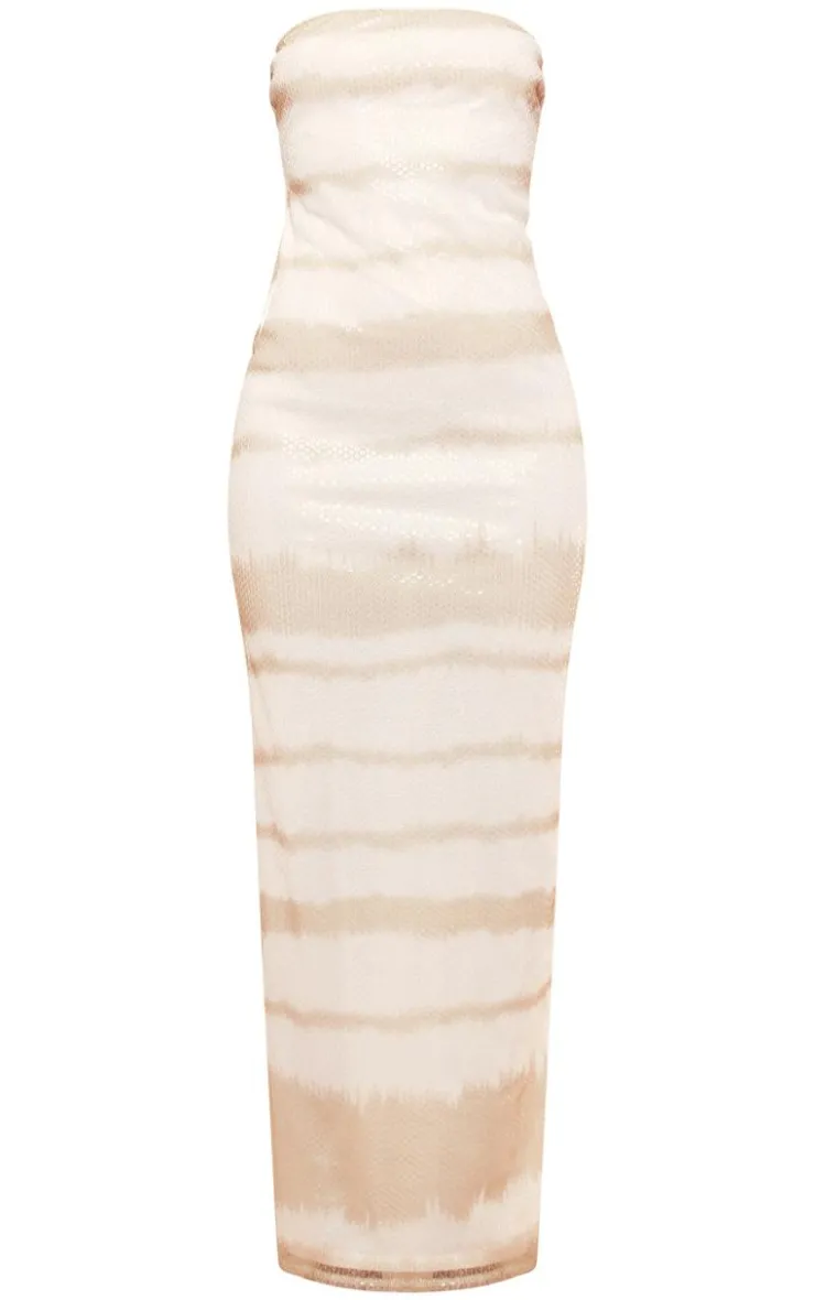 Sequin Bandeau Stripe Detail Midaxi Dress-PrettyLittleThing Clearance