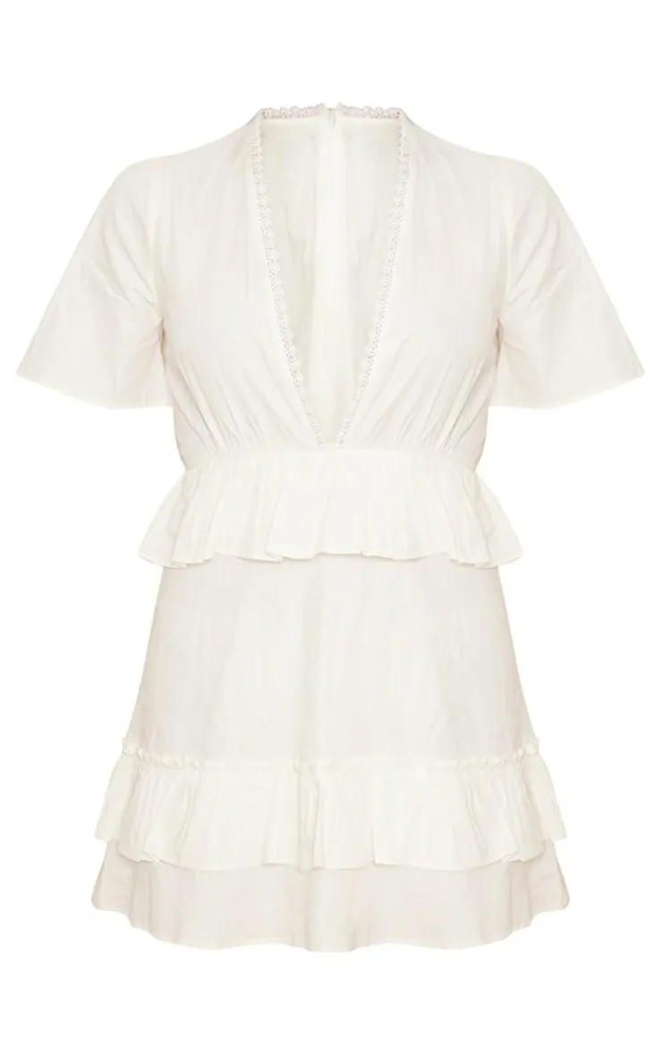 Short Sleeve Tiered Skirt Shift Dress-PrettyLittleThing Clearance