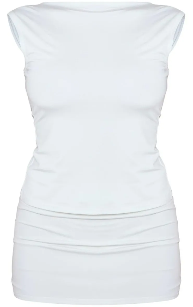 Clearance PrettyLittleThing Slinky Open Back Longline Top White
