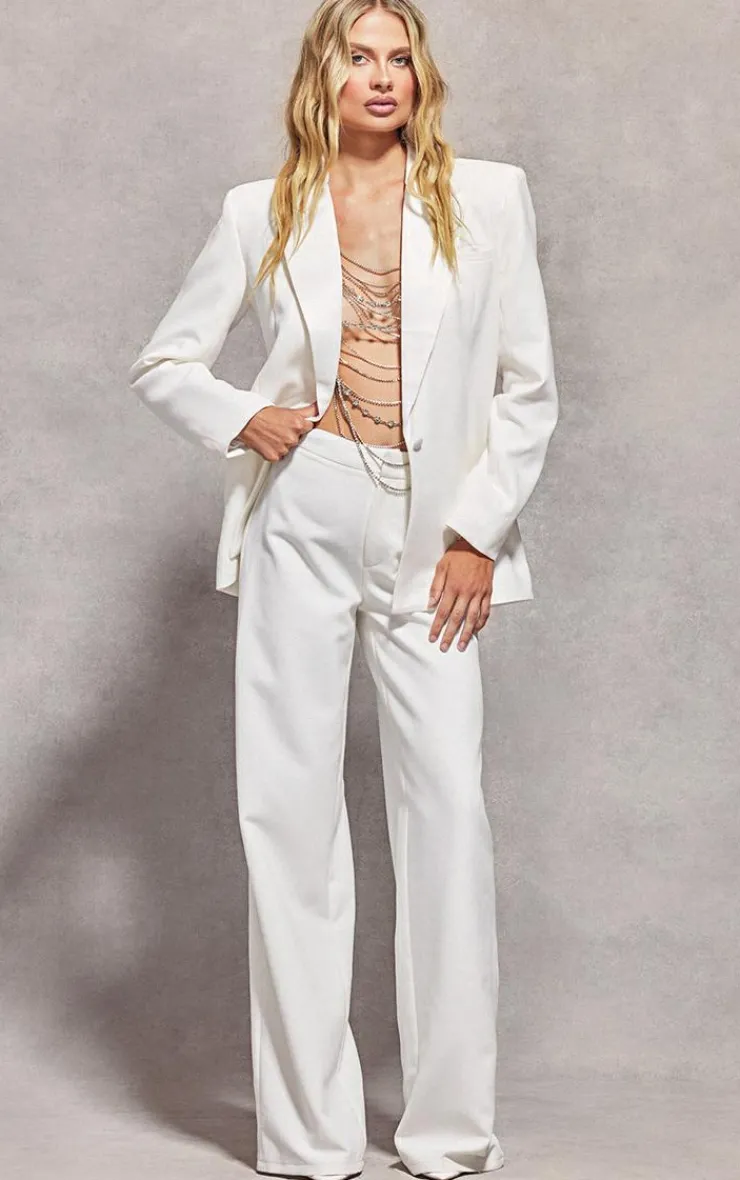 Best PrettyLittleThing Straight Leg Tailored Pants White