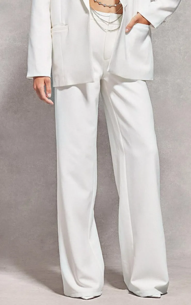 Best PrettyLittleThing Straight Leg Tailored Pants White