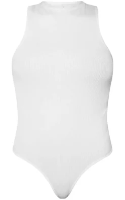 PrettyLittleThing Snatched*Structured Contour Racer Neck Ribbed Bodysuit