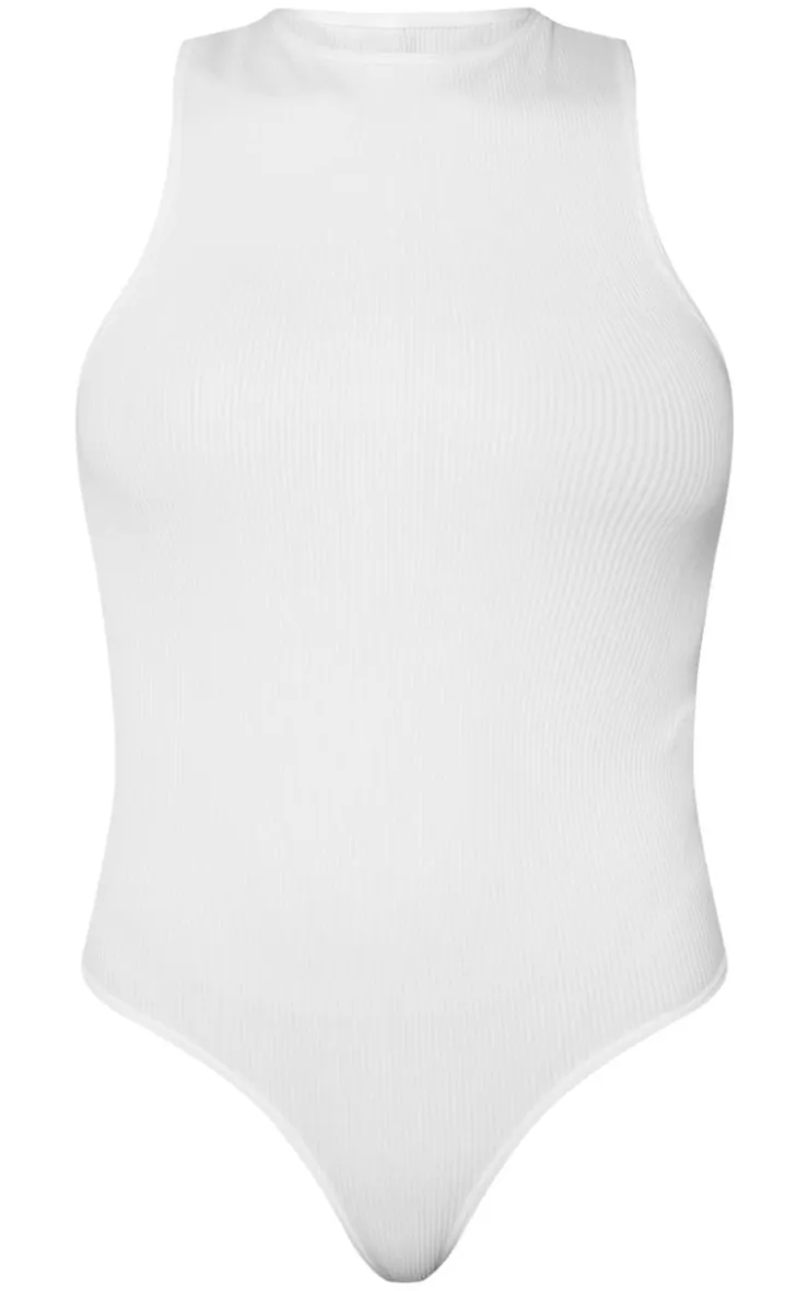 PrettyLittleThing Snatched*Structured Contour Racer Neck Ribbed Bodysuit