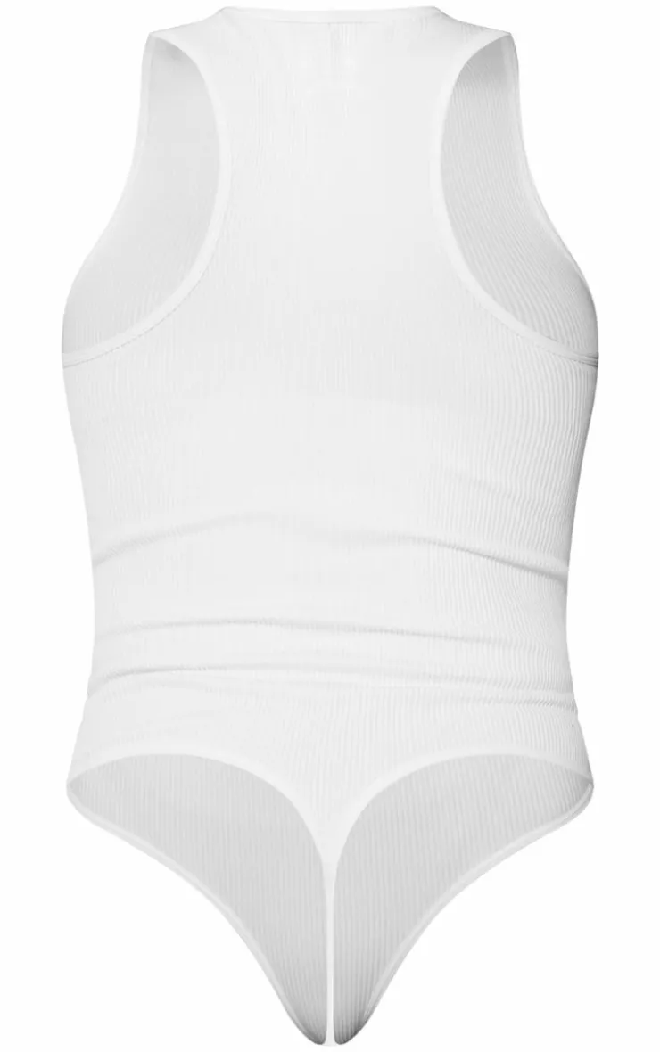 PrettyLittleThing Snatched*Structured Contour Racer Neck Ribbed Bodysuit
