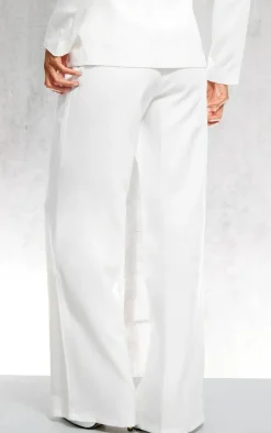 Outlet PrettyLittleThing Woven High Waisted Tailored Wide Leg Pants White