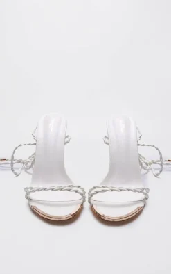 PrettyLittleThing Wide Fit Sandals*Wide Fit PU Round Metal Toe Braided Strap High Stiletto Heeled Sandals