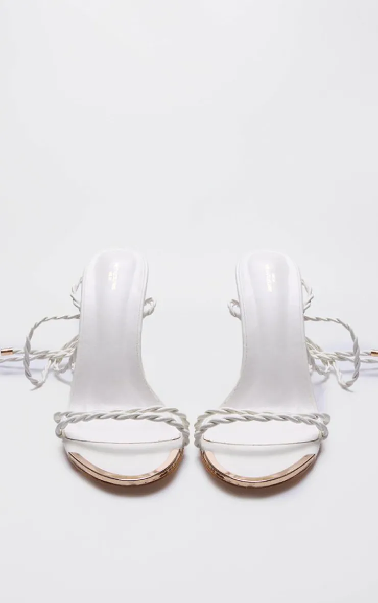 PrettyLittleThing Wide Fit Sandals*Wide Fit PU Round Metal Toe Braided Strap High Stiletto Heeled Sandals